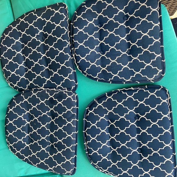 Seth of 4 nonslip back chair cushions Navy color - Picture 2 of 3
